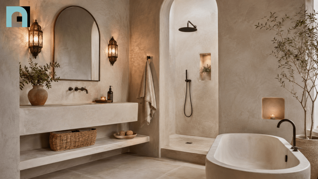 Warm Mediterranean Spa Bathroom